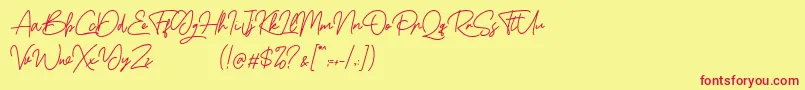 フォントBoss Signature Demo – 赤い文字の黄色い背景