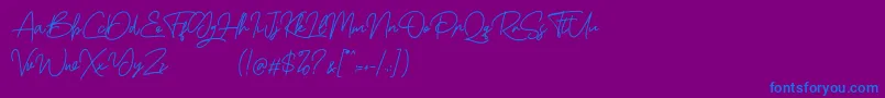 Boss Signature Demo-Schriftart – Blaue Schriften auf violettem Hintergrund