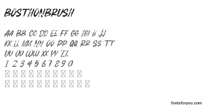 Schriftart BOSTHONBRUSH – Alphabet, Zahlen, spezielle Symbole