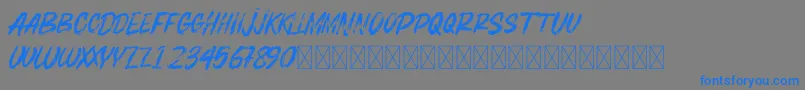 BOSTHONBRUSH-Schriftart – Blaue Schriften auf grauem Hintergrund