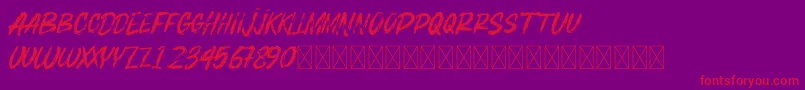 BOSTHONBRUSH-Schriftart – Rote Schriften auf violettem Hintergrund