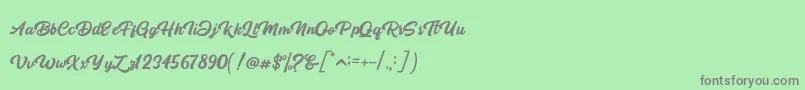 フォントBotram – 緑の背景に灰色の文字