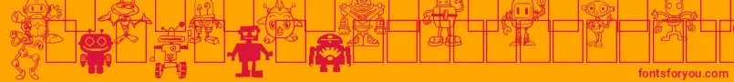 Bots n Droids Font – Red Fonts on Orange Background