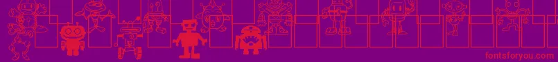 Bots n Droids-Schriftart – Rote Schriften auf violettem Hintergrund