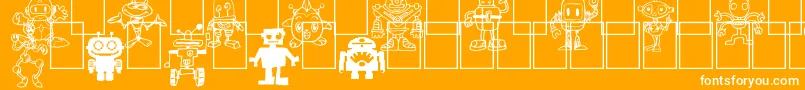 Fonte Bots n Droids – fontes brancas em um fundo laranja