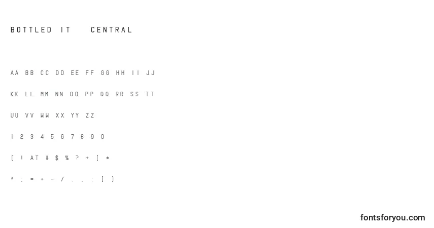 Bottled It   Central Font – alphabet, numbers, special characters