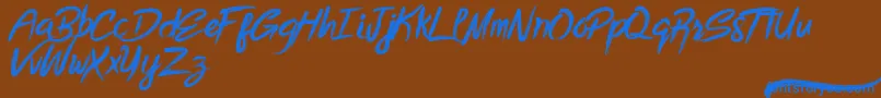 フォントBottomless Script – 茶色の背景に青い文字