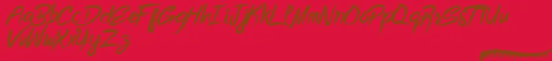 Fonte Bottomless Script – fontes marrons em um fundo vermelho