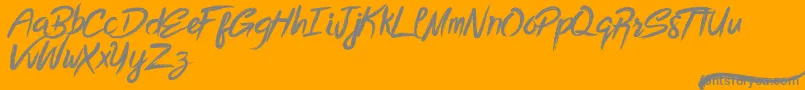 Bottomless Script-Schriftart – Graue Schriften auf orangefarbenem Hintergrund