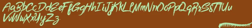 Czcionka Bottomless Script – zielone czcionki na brązowym tle