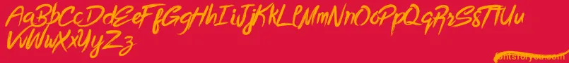 Bottomless Script Font – Orange Fonts on Red Background