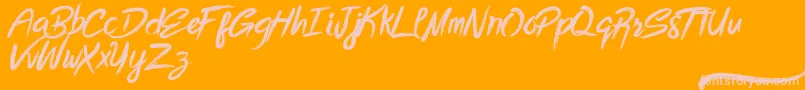 Fonte Bottomless Script – fontes rosa em um fundo laranja
