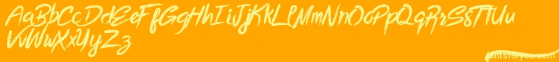 Bottomless Script-Schriftart – Gelbe Schriften auf orangefarbenem Hintergrund
