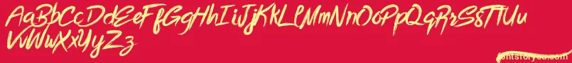 Bottomless Script Font – Yellow Fonts on Red Background