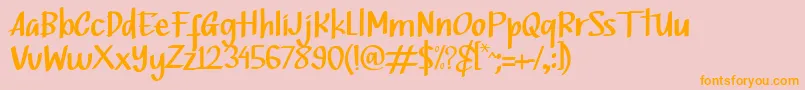 Bottsen Zatte-Schriftart – Orangefarbene Schriften auf rosa Hintergrund