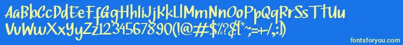 Bottsen Zatte-Schriftart – Gelbe Schriften auf blauem Hintergrund