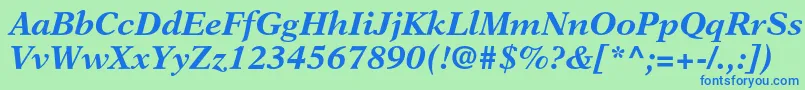 NewasterltstdBoldit Font – Blue Fonts on Green Background