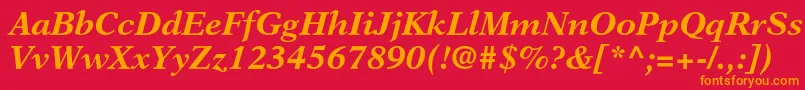 NewasterltstdBoldit Font – Orange Fonts on Red Background