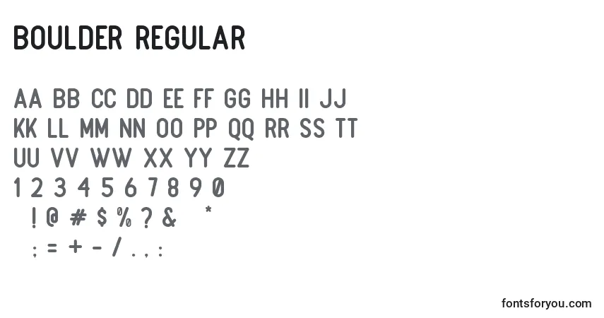 Czcionka Boulder Regular (121951) – alfabet, cyfry, specjalne znaki