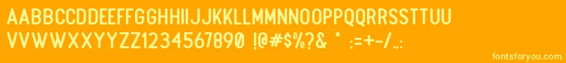 Boulder Regular-Schriftart – Gelbe Schriften auf orangefarbenem Hintergrund
