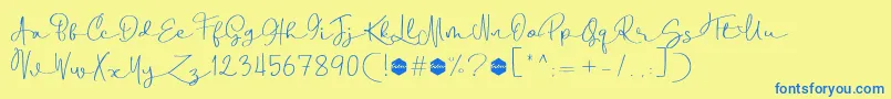 Boulevard Script DEMO Font – Blue Fonts on Yellow Background