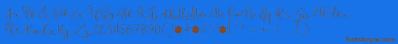Boulevard Script DEMO Font – Brown Fonts on Blue Background