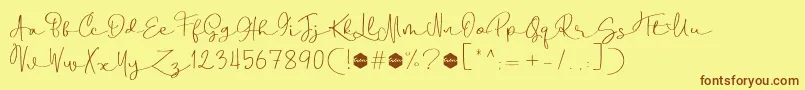 Boulevard Script DEMO Font – Brown Fonts on Yellow Background