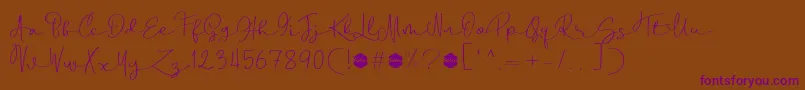 Lisätietoja Boulevard Script DEMO-fontista Boulevard Script DEMO-fontti – violetit fontit ruskealla taustalla