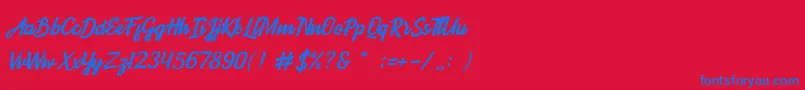 BOULEVARD SCRIPT Font – Blue Fonts on Red Background