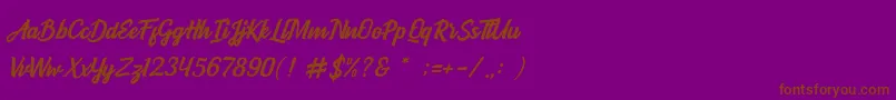BOULEVARD SCRIPT-fontti – ruskeat fontit violetilla taustalla