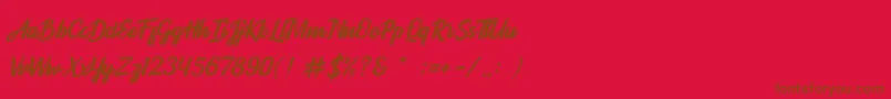 BOULEVARD SCRIPT Font – Brown Fonts on Red Background