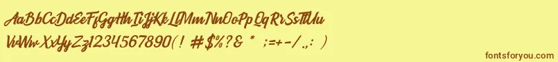 BOULEVARD SCRIPT Font – Brown Fonts on Yellow Background