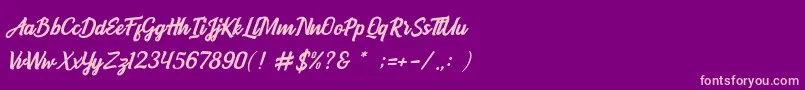 BOULEVARD SCRIPT-fontti – vaaleanpunaiset fontit violetilla taustalla
