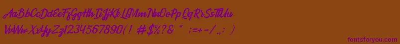 BOULEVARD SCRIPT-Schriftart – Violette Schriften auf braunem Hintergrund