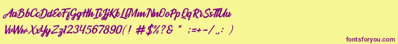 BOULEVARD SCRIPT-Schriftart – Violette Schriften auf gelbem Hintergrund