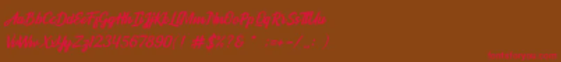 Fonte BOULEVARD SCRIPT – fontes vermelhas em um fundo marrom