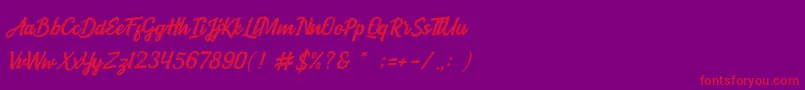 BOULEVARD SCRIPT Font – Red Fonts on Purple Background