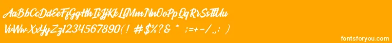 BOULEVARD SCRIPT-Schriftart – Weiße Schriften auf orangefarbenem Hintergrund