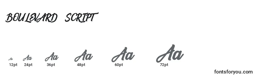 BOULEVARD SCRIPT Font Sizes