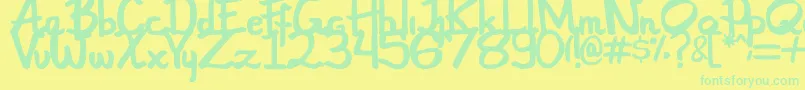 Bounjour-Schriftart – Grüne Schriften auf gelbem Hintergrund
