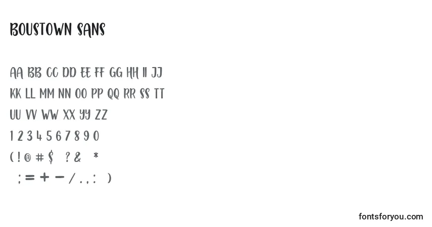 Шрифт BOUSTOWN SANS (121959) – алфавит, цифры, специальные символы