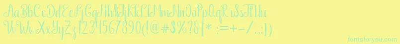 Czcionka Boutique Free – zielone czcionki na żółtym tle