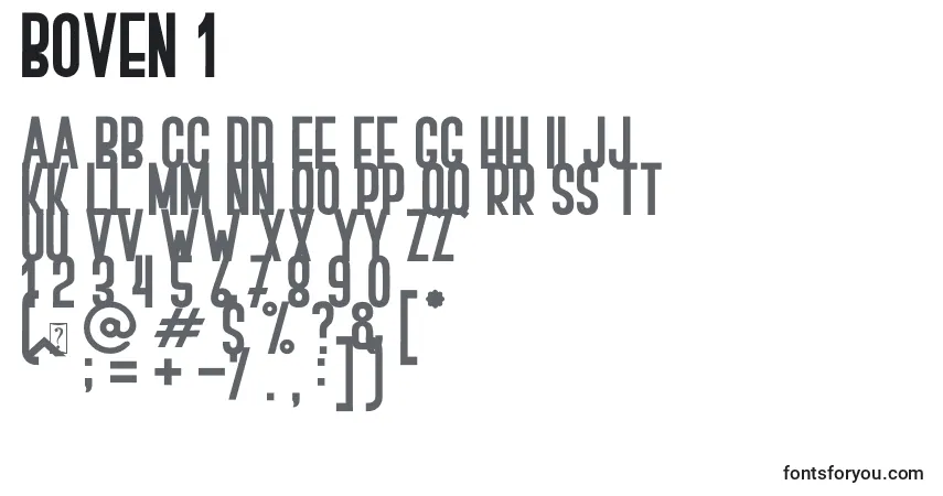 A fonte BOVEN 1 – alfabeto, números, caracteres especiais