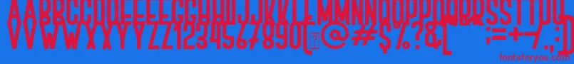 BOVEN 1-Schriftart – Rote Schriften auf blauem Hintergrund