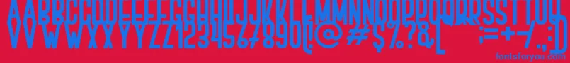 BOVEN 2-Schriftart – Blaue Schriften auf rotem Hintergrund