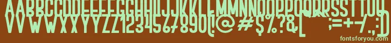 フォントBOVEN 2 – 緑色の文字が茶色の背景にあります。