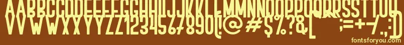 BOVEN 2-fontti – keltaiset fontit ruskealla taustalla