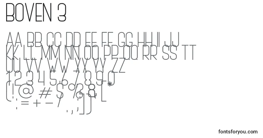 Czcionka BOVEN 3 – alfabet, cyfry, specjalne znaki