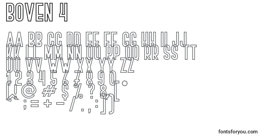 Czcionka BOVEN 4 – alfabet, cyfry, specjalne znaki