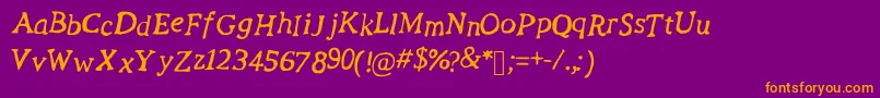 RevolutionScriptフォントについての詳細 フォントRevolutionScript – 紫色の背景にオレンジのフォント